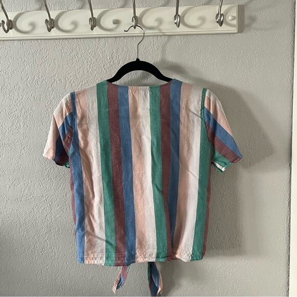 Madewell Novel Tie-Front Button Top in Flagstaff Stripe - Picture 6 of 7